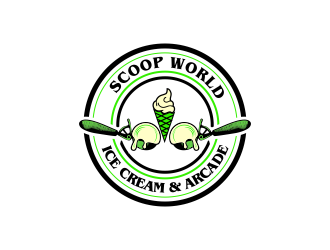 Scoop World Ice Cream &amp; Arcade logo design by oke2angconcept