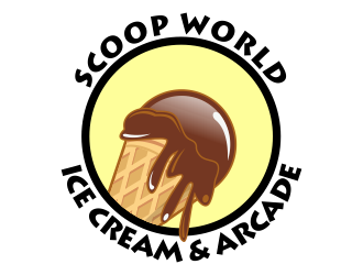 Scoop World Ice Cream &amp; Arcade logo design by Kruger