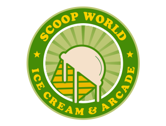 Scoop World Ice Cream &amp; Arcade logo design by Girly