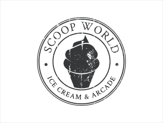 Scoop World Ice Cream &amp; Arcade logo design by zoominten