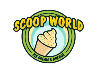 Scoop World Ice Cream &amp; Arcade logo design by ekitessar