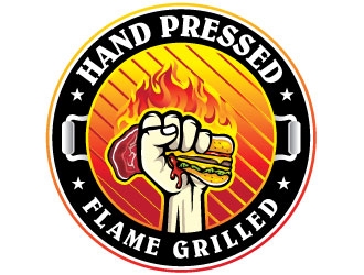 HAND PRESSED FLAME GRILLED logo design by REDCROW