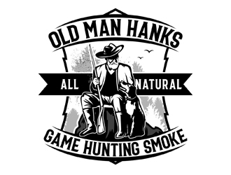 Old Man Hanks  All Natural  Game Hunting Smoke logo design by DreamLogoDesign
