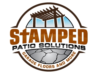 Stamped Patio Solutions, Garage Floors and more logo design by Logoboffin