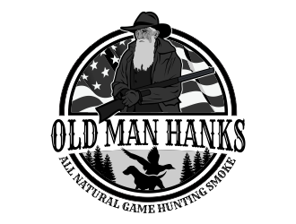 Old Man Hanks  All Natural  Game Hunting Smoke logo design by Kruger