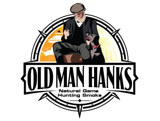 Old Man Hanks  All Natural  Game Hunting Smoke logo design by AamirKhan