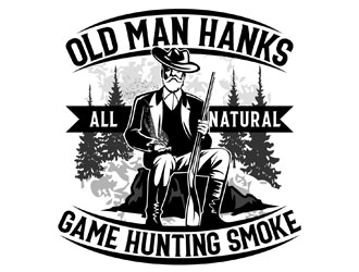 Old Man Hanks  All Natural  Game Hunting Smoke logo design by DreamLogoDesign