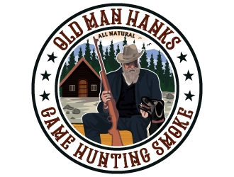 Old Man Hanks  All Natural  Game Hunting Smoke logo design by Suvendu