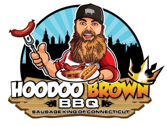Hoodoo Brown BBQ/ Sausage king of Connecticut logo design by invento