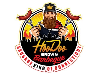Hoodoo Brown BBQ/ Sausage king of Connecticut logo design by invento