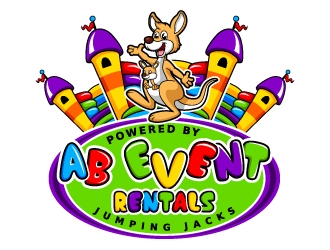 AB Event Rentals powered by Jumping Jacks logo design by uttam