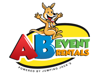 AB Event Rentals powered by Jumping Jacks logo design by coco