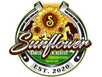 Sunflower Ranch N Rescue  logo design by Suvendu