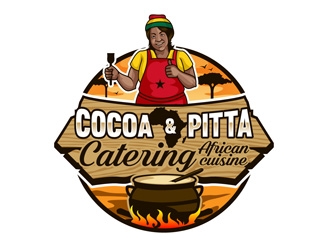 Cocoa & Pitta Catering (African Cuisine) logo design by DreamLogoDesign