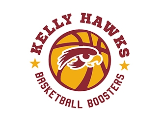 Kelly Hawks Basketball Boosters logo design by PrimalGraphics