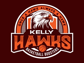Kelly Hawks Basketball Boosters logo design by DreamLogoDesign