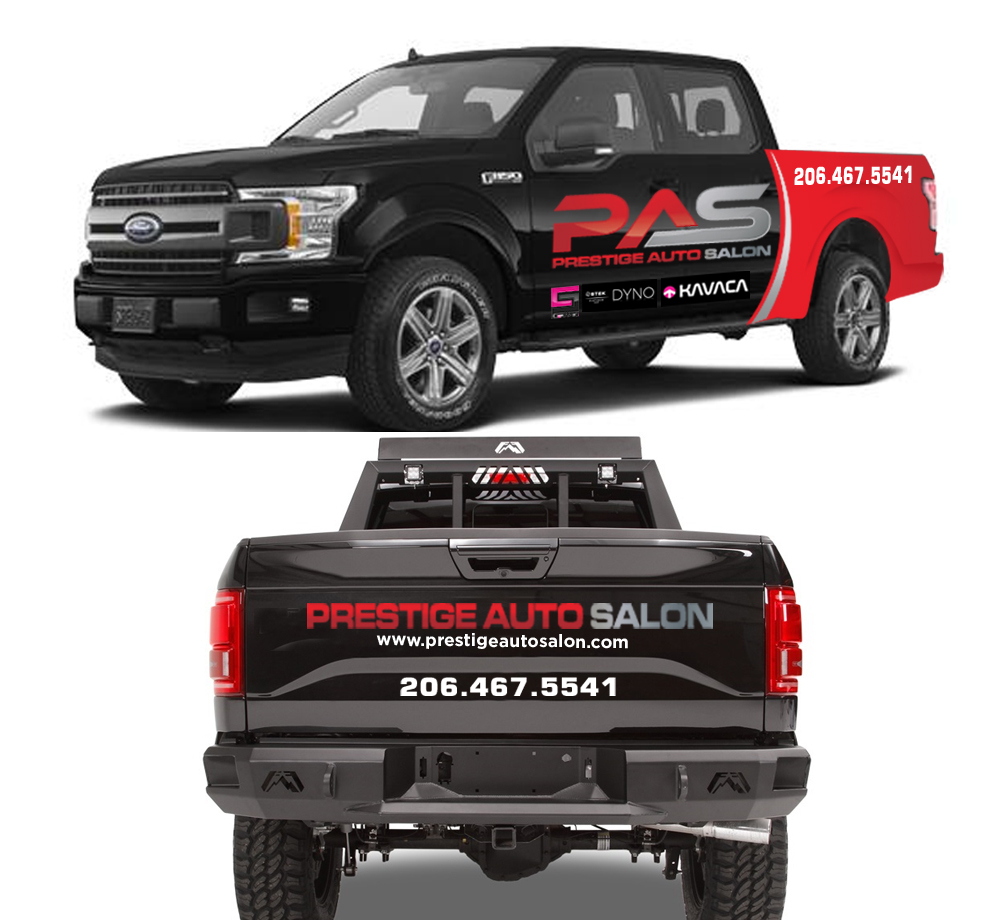 Prestige Auto Salon logo design by PANTONE