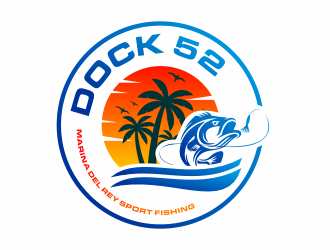 Dock 52 marina del Rey sport fishing  logo design by hidro