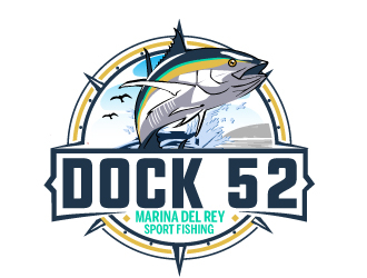 Dock 52 marina del Rey sport fishing  logo design by AamirKhan