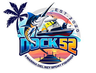 Dock 52 marina del Rey sport fishing  logo design by Suvendu