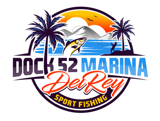 Dock 52 marina del Rey sport fishing  logo design by DreamLogoDesign