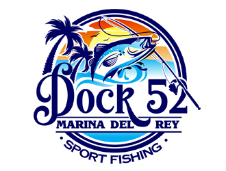 Dock 52 marina del Rey sport fishing  logo design by DreamLogoDesign