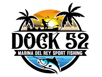 Dock 52 marina del Rey sport fishing  logo design by DreamLogoDesign