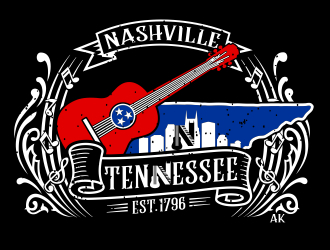 Nashville Music Guide back of T  logo design by aura