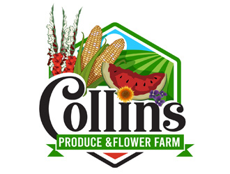 Collins Produce and Flower Farm logo design by DreamLogoDesign