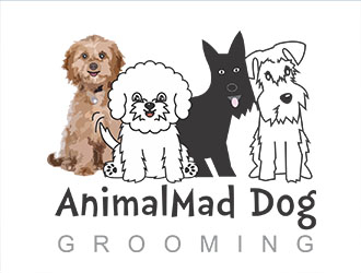 AnimalMad Dog Grooming logo design by Aldabu