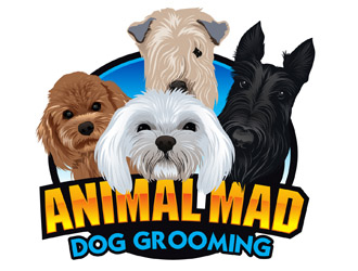 AnimalMad Dog Grooming logo design by DreamLogoDesign