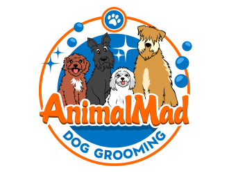 AnimalMad Dog Grooming logo design by ingepro