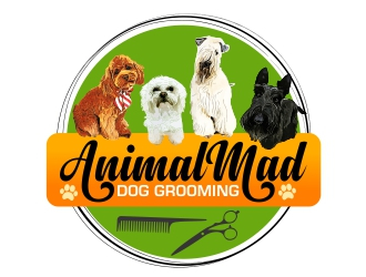 AnimalMad Dog Grooming logo design by AnandArts