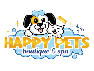 Happy Pets boutique and spa logo design by ruki