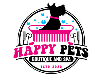 Happy Pets boutique and spa logo design by DreamLogoDesign