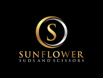 Sunflower Suds and Scissors  logo design by jancok