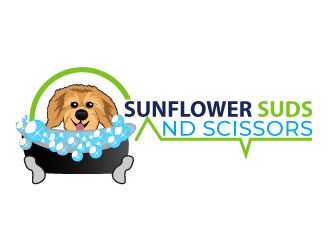 Sunflower Suds and Scissors  logo design by Suvendu
