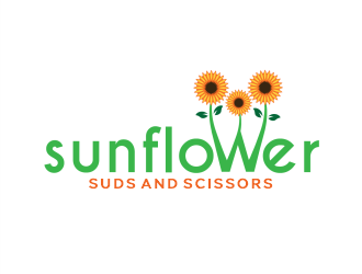 Sunflower Suds and Scissors  logo design by Gwerth
