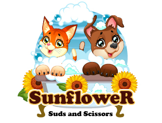 Sunflower Suds and Scissors  logo design by Loregraphic