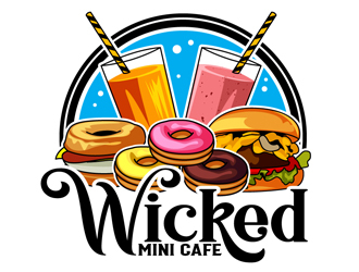 Wicked Mini Cafe logo design by DreamLogoDesign