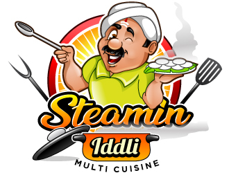 Steamin  Iddli Logo Design