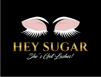 HEY SUGAR with tag line Shes Got Lashes! logo design by puthreeone