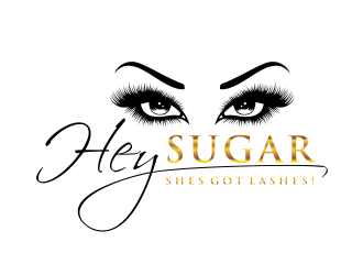 HEY SUGAR with tag line Shes Got Lashes! logo design by GassPoll
