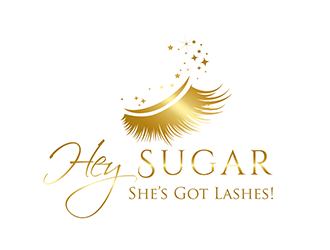 HEY SUGAR with tag line Shes Got Lashes! logo design by 3Dlogos