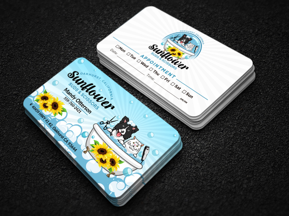 Sunflower Suds and Scissors Digital Design 48hourslogo