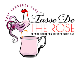 Tasse De The rose French Southern Infused Wine Bar logo design by DreamLogoDesign