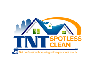 T N T Spotless Cleaning logo design by kunejo