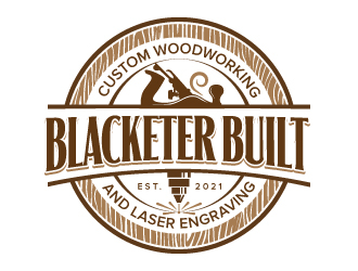 Blacketer Built Custom Woodworking and laser Engraving logo design by jaize