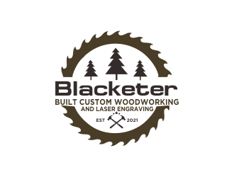 Blacketer Built Custom Woodworking and laser Engraving logo design by MUNAROH