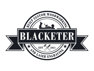 Blacketer Built Custom Woodworking and laser Engraving logo design by cybil